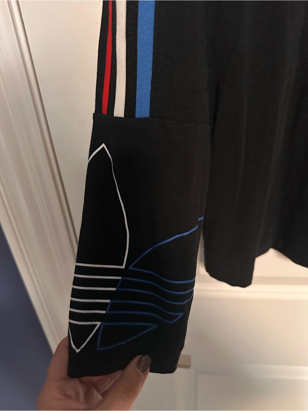 Adidas Originals Adicolor Tricolor Mock Neck Long Sleeve Top Black L GN2859 - Picture 5 of 10